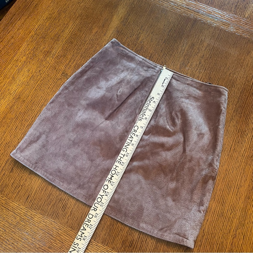 NEW BLANK NYC Women’s Leather Suede Mini Skirt Coffee Bean Size 25 Zipper Detail - Picture 14 of 14